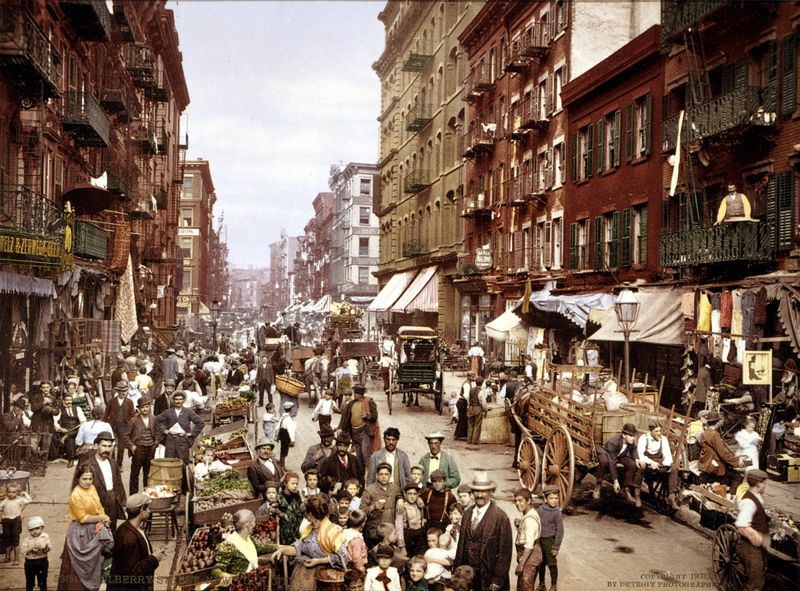 A Street Market in 1900s New York