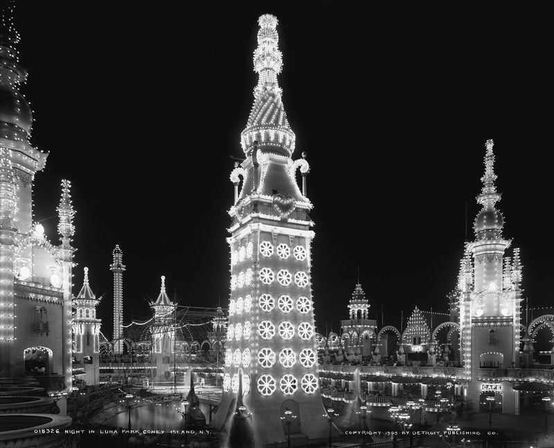 Luna Park Illuminated at Night, circa 1900