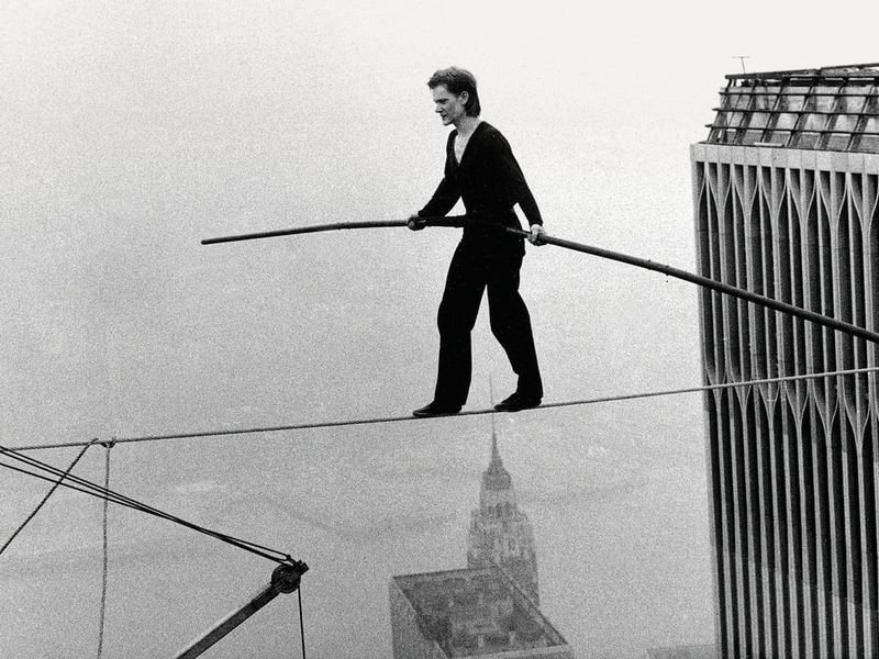 Philippe Petit Walks Between the Twin Towers