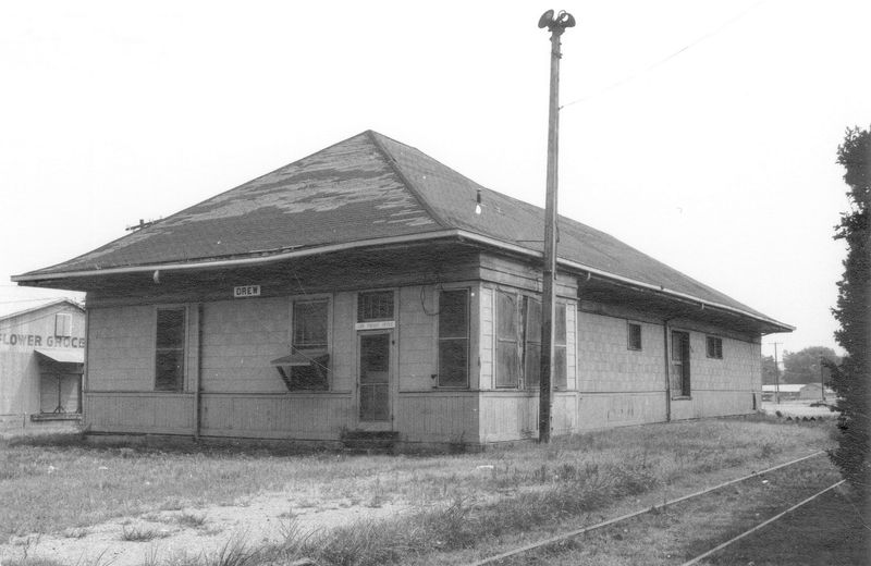 Train depot in Drew, 1976