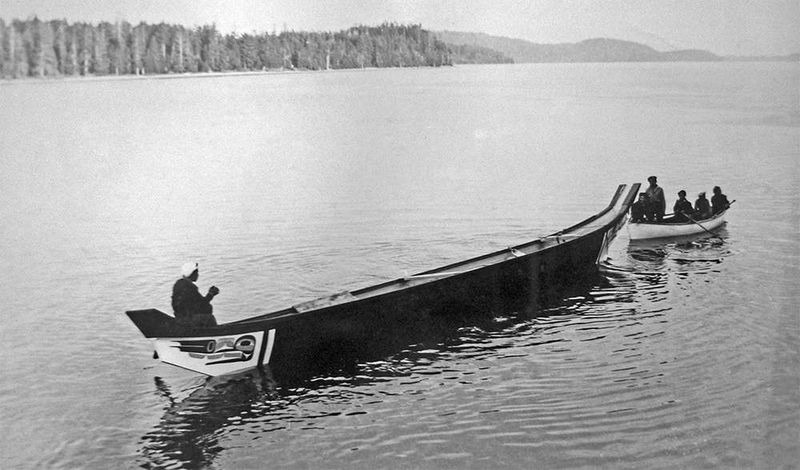 Miccosukee Tribe in Traditional Dugout Canoes, 1920s
