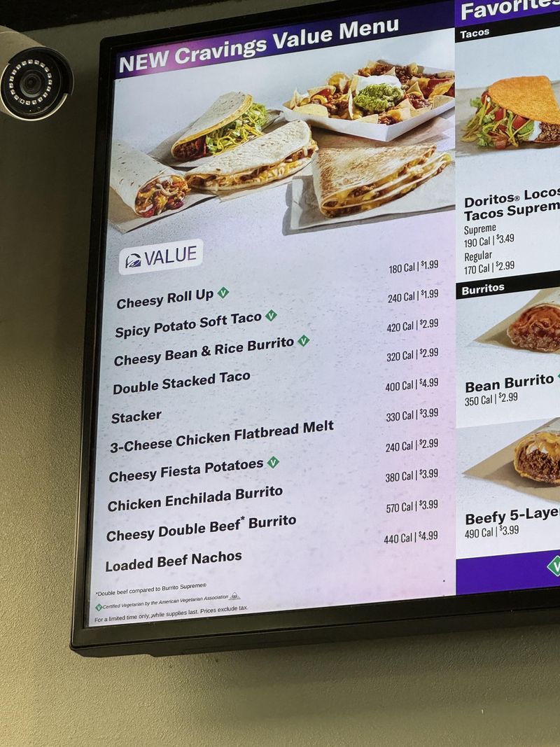 Taco Bell Big Bell Value Menu