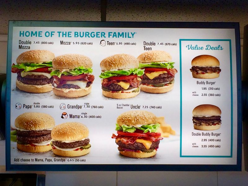 A&W Burger Family Menu